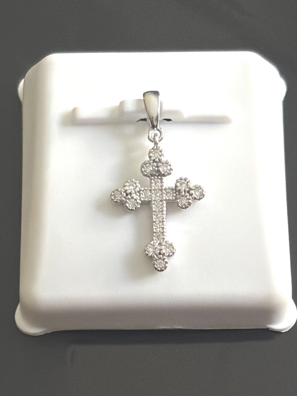 Moissanite and Sterling Silver Cross Pendant